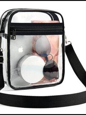 Clear PVC Crossbody Bag Stadium Approved Transparent Messenger Purse